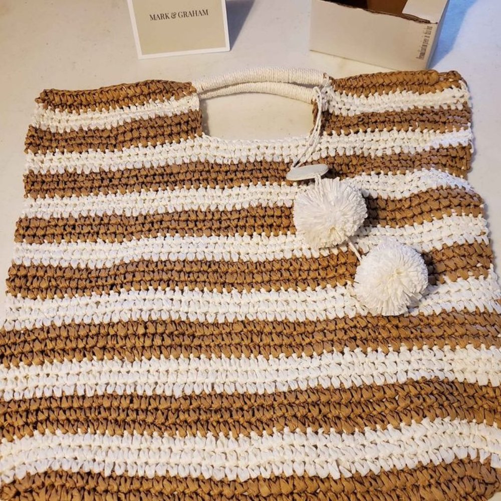 Mark and Graham Rio Tote Natural w/ White Stripes